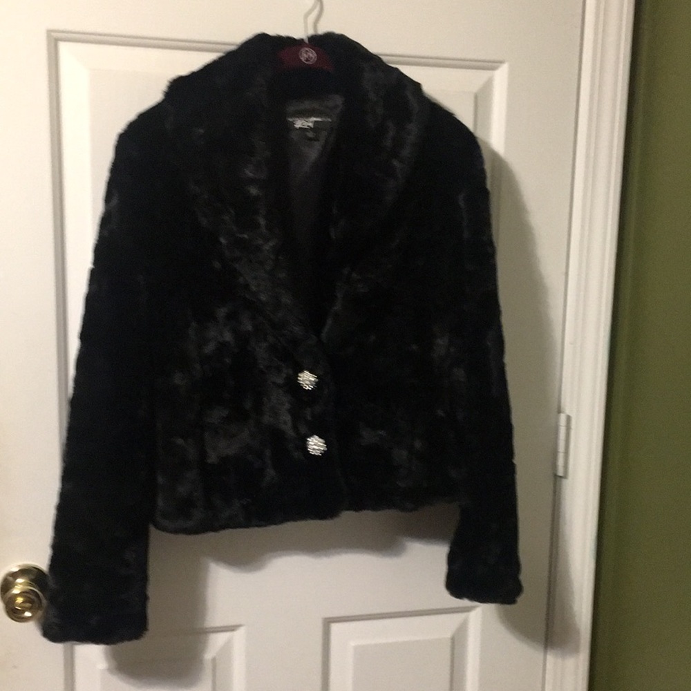 Beautiful Black Rivet Faux Fur coat/jacket
